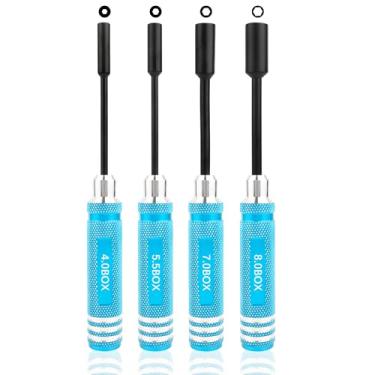 Imagem de GDOOL RC Hex Nut Driver Set Repair Tool Kit 4.0/5.5/7.0/8.0mm Hexagonal Head Nut Socket Wrench Screwdrivers for Hobby RC Quadcopter Helicopter FPV Drone Car Airplane(Blue)