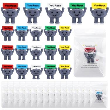 Imagem de ZLFSRQ 15 Sets You Rock Mini Figures Positive Tiny Figures to Hide Cute Rubber You Rock Toys with Encouragement Cards Funny Party Favors Bulk Motivational Gifts for Teens Friends Coworkers Staff