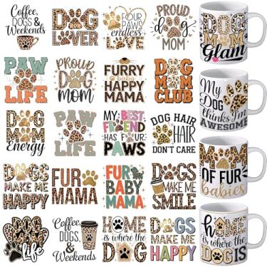 Imagem de Envelope de copo UV DTF - 24 folhas Happy Mother DayUV DTF Cup Wraps para 473 ml Dog Mom Uvdtf decalques à prova d'água com letras de transferência para copos de vidro, artesanato de madeira (mãe de