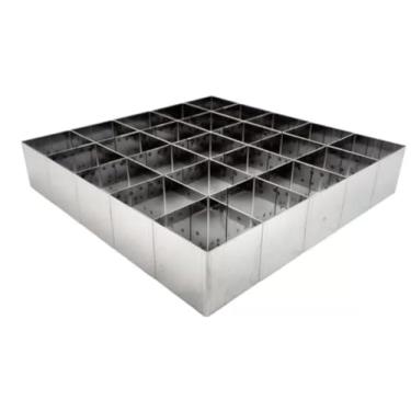 Imagem de Cortador Quadrado 6x6cm Com 25 Pedaços Brownie Em Inox