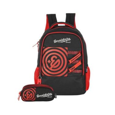 Imagem de Kit Mochila Enaldinho Costas E Estojo Triplo Teen Vermelha