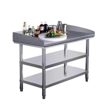 Imagem de Mesa de suporte de equipamento de aço inoxidável, mesa de preparação de alimentos, cozinha comercial e mesa de trabalho para restaurante, cozinha, hotel, casa (120 x 80 cm/47,2 x 31,4 cm)