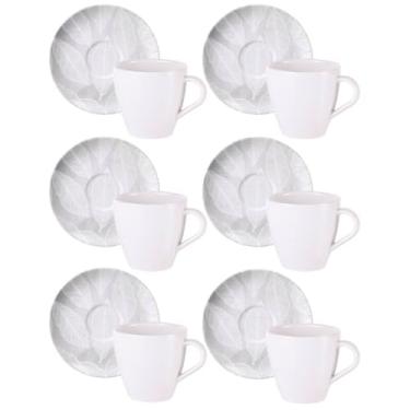 Imagem de Conjunto 6 Xícaras e Pires de Chá 200ml Porcelana Tramontina Arbo Servir Café Mesa Posta