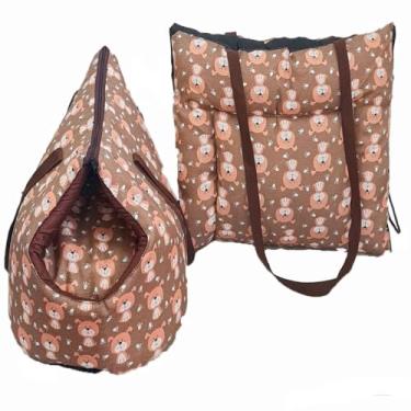 Imagem de Kit Pet 2 em 1, Bolsa de Transporte Conversível em Cama e Colchonete Portátil Impermeável (Avelã)