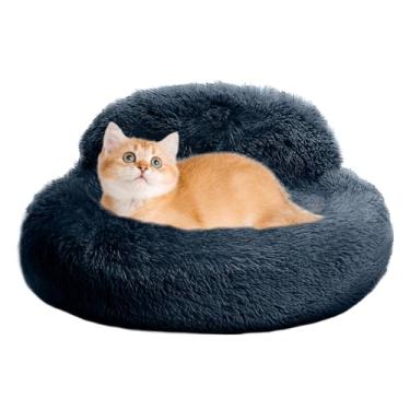 Imagem de Cama calmante para cães, cama redonda de pelúcia para cães | Sofá lavável para animais de estimação com bordas elevadas para relaxamento interno, sala de estar, quarto, apartamento, área de jogos