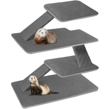 Imagem de Bienbee Conjunto de forro de gaiola de furões para gaiola Ferret Nation e Critter Nation, acessórios de gaiola de furões à prova d'água para animais pequenos, ratos, chinchilas, ouriços furões (cinza