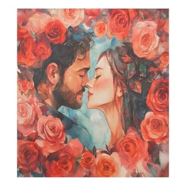 Imagem de SEHANY Capa magnética para máquina de lavar louça, pintura romântica para casais de Dia dos Namorados, adesivos magnéticos decorativos antiarranhões para painel de geladeira e lava-louças, decoração