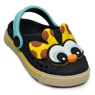 Imagem de Babuche Sandália Plugt Joy Baby Girafa Infantil Menino Confortável Macio Antiderrapante Fofo (Preto, BR, Criança de 1 a 3 anos, Faixa Numérico, 23, 24)