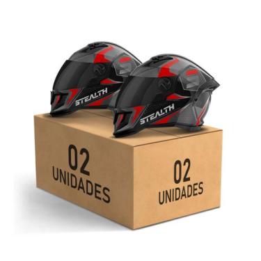 Imagem de Kit 2 Capacete Fechado Stealth Concept Brilhante Viseira Fumê Pro Tork
