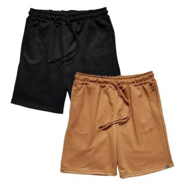 Imagem de Kit 2 Bermuda Masculina Moletom WSS Basic Preto e Mostarda - WSS Brasi