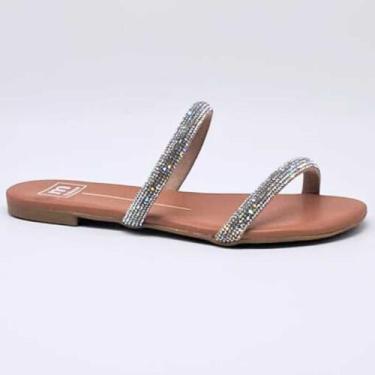 Imagem de Sandália Feminina Moleca Rasteirinha Cristal Leve 5557.100, Cristal nu