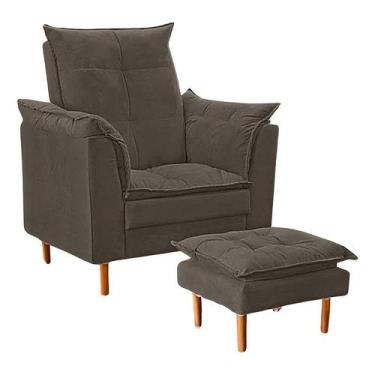 Imagem de Poltrona De Amamentação Com Puff Cinza Trovão - Meu Estofado, Marrom B