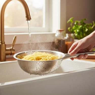 Imagem de Escorredor Inox 22cm Com Alça Multiuso Para Cozinha - KeHome