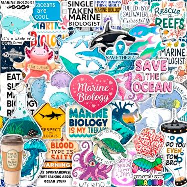 Imagem de 100 adesivos de biologia marinha para álbuns, bagagem, garrafa de água - lembrancinhas e decorações de festa de biologia marinha - adesivos e decalques de vida oceânica - presentes para mulheres e