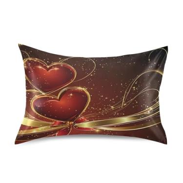 Imagem de SEHANY Capas de almofada de seda para cabelo e pele para o Dia dos Namorados, capas de almofada de cetim respiráveis macias e refrescantes com fecho de envelope, tamanho king (50,8 x 66 cm)