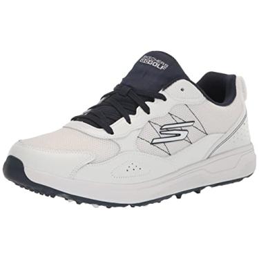 Imagem de Skechers Tênis masculino de golfe Go Prime sem spikeless, Branco/Azul marinho, 13 Wide