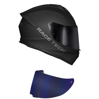 Imagem de Capacete Race Tech Hit Monocolor Preto Fosco Mais Viseira Azul-Masculino