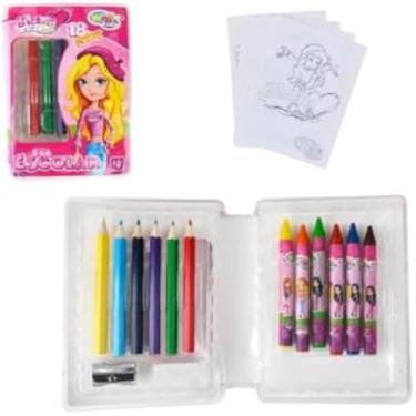 Imagem de Estojo, criancas, material, escola, cores, lapis, borracha, canetas, e, colorido.