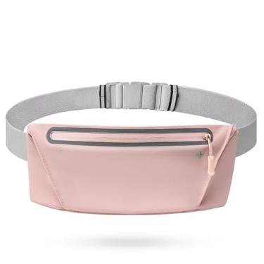 Imagem de Bolsa de cintura ultrafina universal para esportes ao ar livre para corrida masculina e feminina pochete Fitenss cintura elástica (rosa)