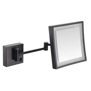 Imagem de Espelho de maquiagem espelho de maquiagem espelho de parede de banheiro, espelho de maquiagem quadrado de LED dobrável espelho de um lado telescópico espelho de beleza com espelho cosmético leve