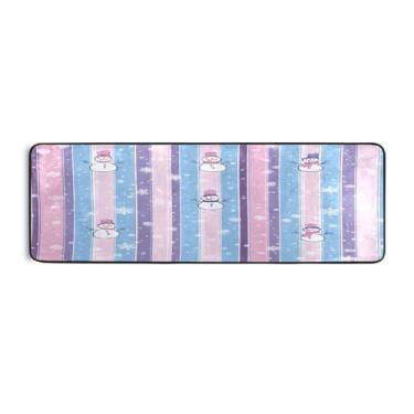 Imagem de Qilmy Lindo tapete de corrida listrado e boneco de neve 183 x 61 cm, antiderrapante, antifadiga, confortável, tapetes longos, para quarto, sala de estar, banheiro, corredores, entrywa52