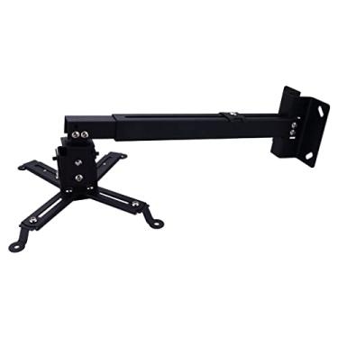 Imagem de uhyOHF Suporte de parede para projetor, suporte de projetor, multifuncional, espesso, telescópico, suporte de parede para reuniões em casa ou escritório, suporte de projetor preto (