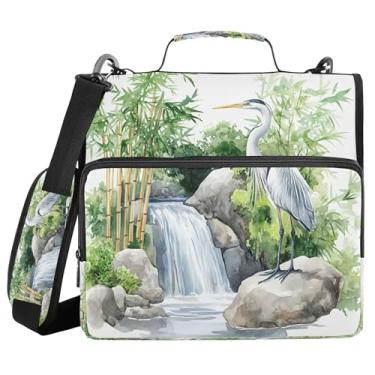 Imagem de Burbuja Pasta para fichário com zíper de pássaro em aquarela com 3 anéis com lixa expansível e alça de ombro serve para laptop de 13 polegadas, vários bolsos para trabalho de escritório