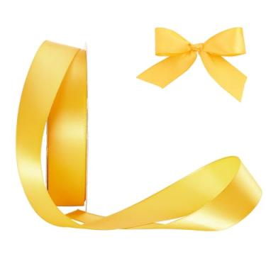 Imagem de HYSSINOWRAP Fita de cetim decorativa para embrulho de presente, 2,5 cm de largura, várias cores disponíveis (052-amarelo, 2,5 cm)