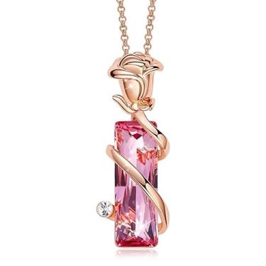 Imagem de DeHoor BACK TO NATURE Colar com pingente de coração de rosa elegante Blooming Beauty – Amuleto floral atemporal em placa dourada. Melhor presente para sua amada - mãe, esposa e namorada, Chain 20.5