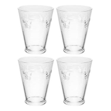 Imagem de Jogo 4 Copos De água Lines Butterfly Em Vidro Transparente Wolff 350ml