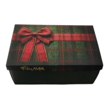 Imagem de Caixa Baú para Presente de Natal Linho Verde 45X28X20 Quantidade:10 - 