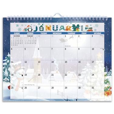 Imagem de Calendário de parede 2024 2025, papel de parede para pendurar com desenho de novembro de 2024 a dezembro de 2025, 14 meses de espessura, 28 x 21 cm, encadernação em espiral, blocos para planejamento