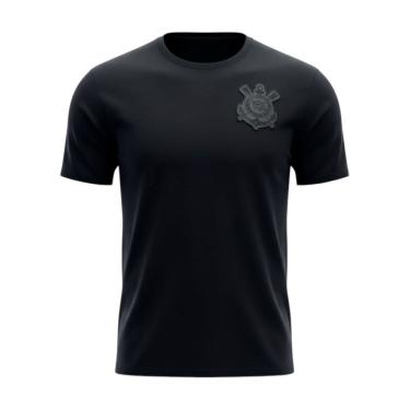 Imagem de Camisa Corinthians All Black Infantil Juvenil Escudo Preto