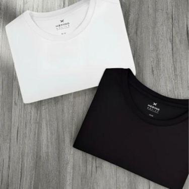 Imagem de Kit Com 2 Camisetas Masculinas Básicas  /Branco - Hering-Masculino