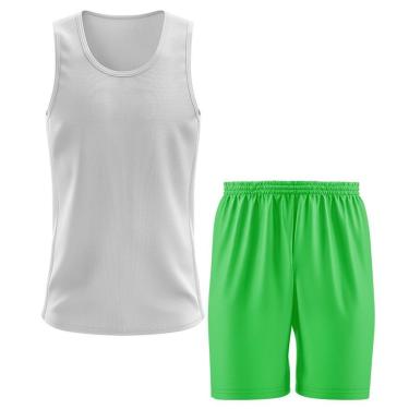 Imagem de Kit Calção Short Futebol Basquete Verde + Regata Masculina Lisa Básica Dry-Masculino
