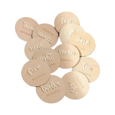 Imagem de Cartões De Madeira Para Marcos Mensais De Bebês Recém-Nascidos De 1 a 