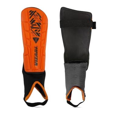 Imagem de Vizari Caneleira de futebol M laga para crian as | Caneleiras de futebol juvenil | Equipamento de futebol de bezerro infantil leve e respir vel | Laranja/Preto | Grande