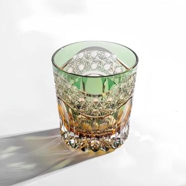 Imagem de suigetsu Copo de uísque de cristal, design gravado em constelação, capacidade de 320 ml, estilo astronômico moderno (luz do dia verde)