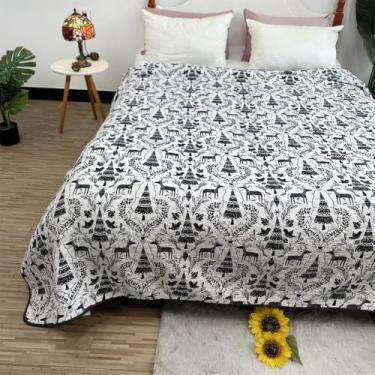 Imagem de Colcha de algodão acolchoada, estilo campestre, com forro antiderrapante, ideal para cama quente (001, 230x250cm).