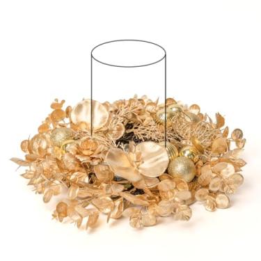 Imagem de WELL KNOWN Guirlanda de anéis de vela de flores artificiais, guirlanda de orquídea pequena de 30 cm para velas e castiçais, mesa de centro de mesa de inverno, decoração de pendurar para casamento