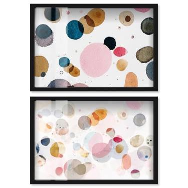 Imagem de Blush Boho Minimalista Shadowbox Impressão Casa de Banho Arte de Parede Conjunto de 2 por Art Remedy, Moldura Preta, 40,6 x 28,5 cm