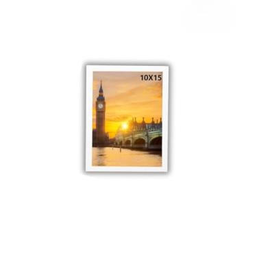 Imagem de Kit 10 Porta Retratos 10x15 A6 Moldura Branco Com Vidro Para Decoração e Fotos