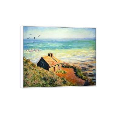 Imagem de Claude Monet Famosas Impressões em Tela de Parede Pronta para Pendurar Efeito Manhã Pintura Quadro Branco para Decoração de Sala de Estar 70 x 85 cm 27 x 33 pol