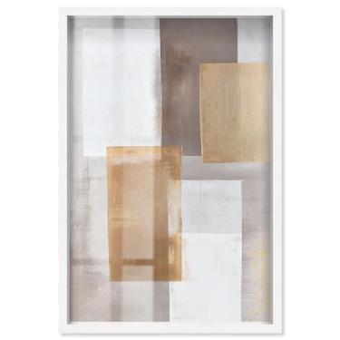 Imagem de Interlocking of Planes III Shadowbox Print Boho Gold Wall Art por Art Remedy, moldura branca, 43 x 63 cm