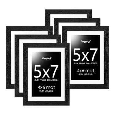 Imagem de Veelot Conjunto de 6 porta-retratos 12 x 18 cm com acrílico HD resistente a quebras - Use como moldura de 10 x 15 cm com tapete ou tela para foto 12 x 17 cm sem tapete - molduras finas para exibição