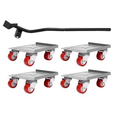 Imagem de Asixxsix Móveis Dolly, Movimento de móveis de liga de aço carbono 1700LBS com rodas rotativas de 360 graus & Extensão Pry Bar, para Sofá Geladeira Cama estante Movimento