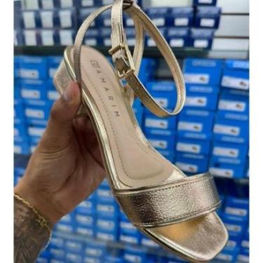 Imagem de Sandália Feminina Ramarim Saltinho Baixo Tornozelo Original Glamour Festa Conforto-Feminino