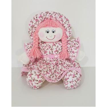 Imagem de Boneca De Pano Nanda Pelúcia Rosa Floral 41 cm - Polybaby