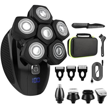 Imagem de Aparador Elétrico de Cabelo para Calvice Multifuncional com Display Digital Conjunto e Nasal Cutter Sucção Magnética Barbear Flutuação 360 Graus Uso Seco Molhado Carregamento USB