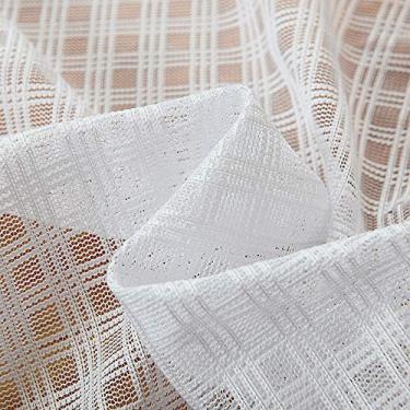 Imagem de Cortinas Translúcidas Curtas Estilo Grade Valance com Bolsa para Vara Malha Janela Cozinha Varanda Lar
